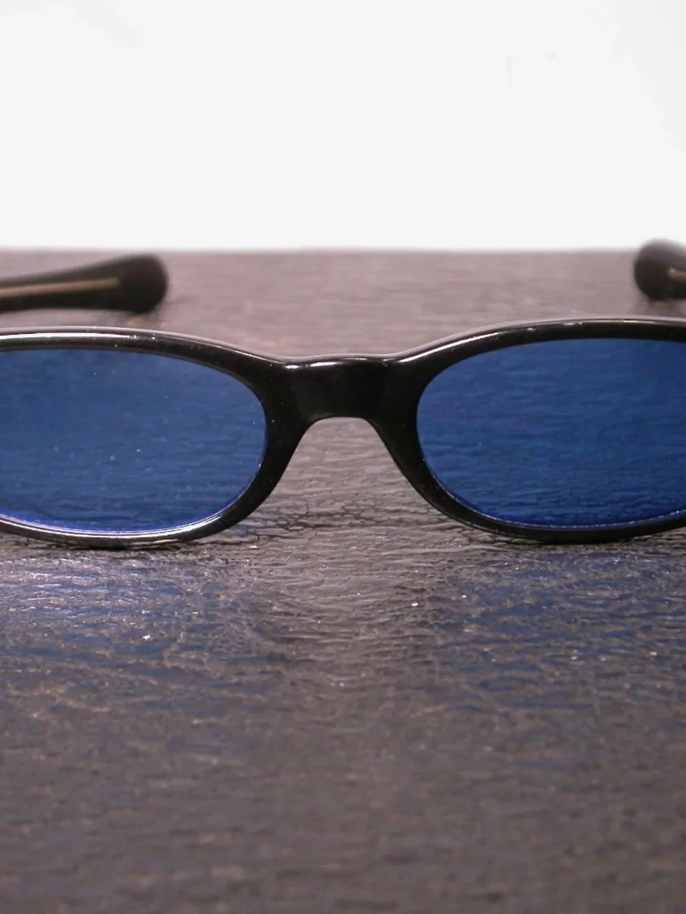 Vintage Jet Black and Blue Cat Eye Retro Sunglasses Made in Japan